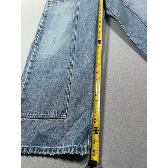 Re/Done Size 26 (32x26) The Shortie Jean Ankle Length Cargo Pocket Hacienda Blue - Picture 8 of 16